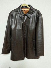 J.CREW Cowhide Leather Car Coat Brown Size L Leather Jacket No.ks1613