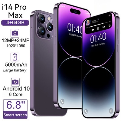 i14 Pro Max Smartphone Android 6.8'' Unlocked 4+64GB 5000mAh 12+24MP Dual Camera