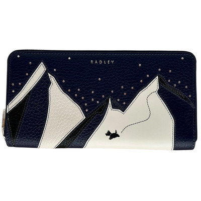 Radley London Mountain Wanderer Large Leather Zip Around Wallet Navy Blue White