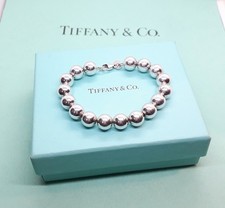 Tiffany & Co. Sterling Silver City HardWear 9mm Bead Ball Bracelet 19cm UK Assay