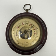 Vintage SELSI Hanging Wall Barometer 5.25" Wood Frame  Made In Germany