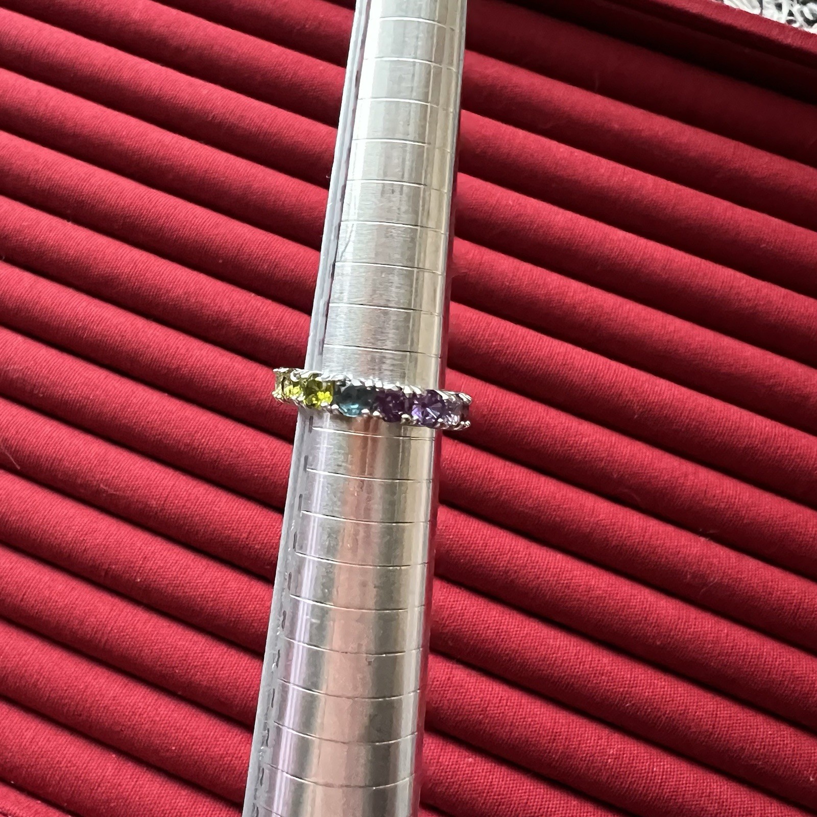 925 Rainbow Colored Stone Infinity Ring - Size 7 - image 7