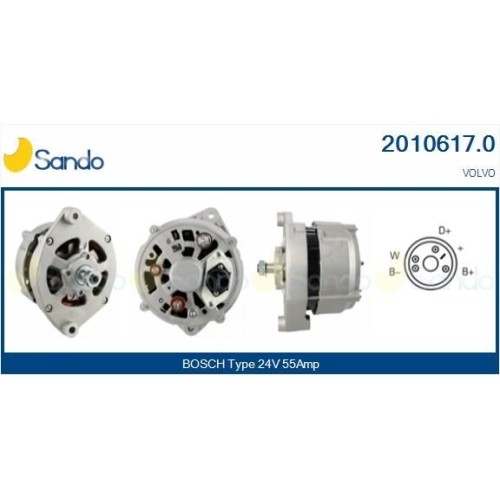 Alternateur Sando 2010617.0 pour Volvo - Puissance 150A et régulateur