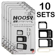 10 x Sim Card Adapter Kit 4in1 Nano to Micro Sim Card Converter Set Removal Tool