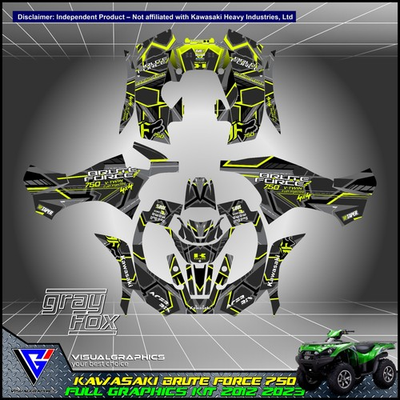 #ad #ad Kawasaki Brute Force 750 Graphics kit 2012 2013 to 2023 stickers decals ATV UTV $274.99