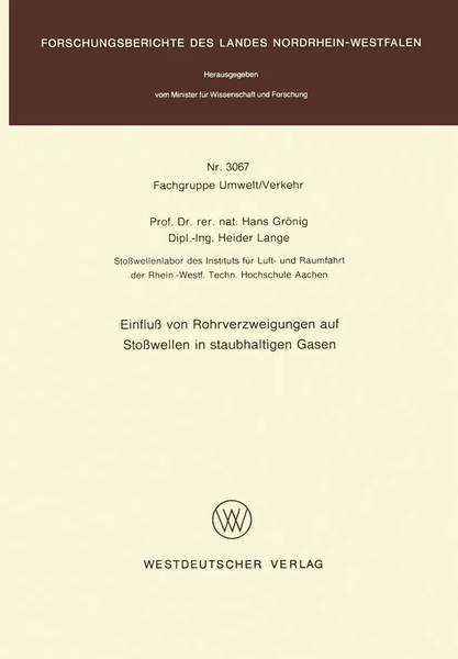 Hans GröNig | Einfluß Von Rohrverzweigungen Auf StoßWellen In Staubhaltigen...-image