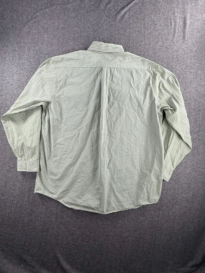 Camisa Oxford LL Bean Para Hombres XLT Algodón Rayas Manga Larga Abotonada Informal Verde Foto 2 de 4