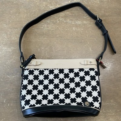 Spartina 449 Natural Linen & Black Leather Woven Crossbody Bag Coastal Summer