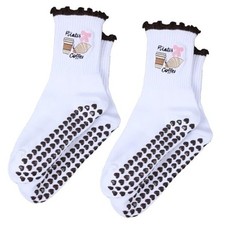 2 Pairs Pilates Socks with Grips for Women, Cute Non Slip Yoga Grippy Socks