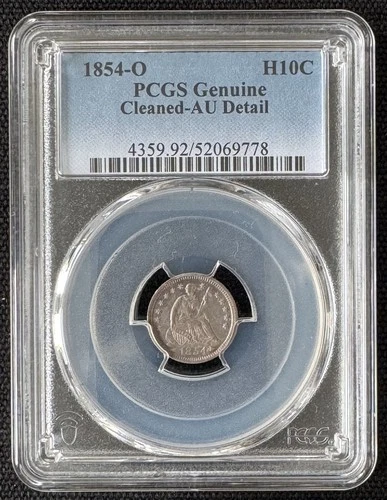 1854-O Seated Liberty Half Dime PCGS AU Detail-Cleaned