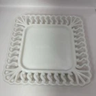 Vintage Westmoreland Glass Milk square S plate 8.5” dinner white lace pierced
