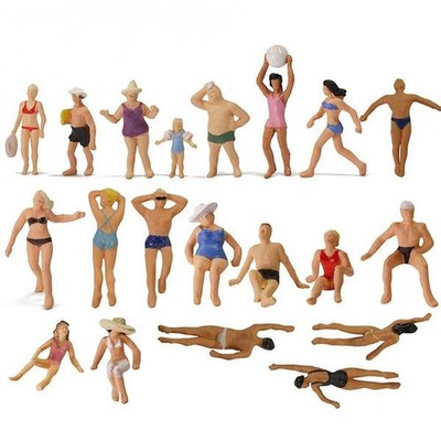 Eve Models HO Scale Painted Beach Visitors and Swimmers 20pc - EVE-P8719-20