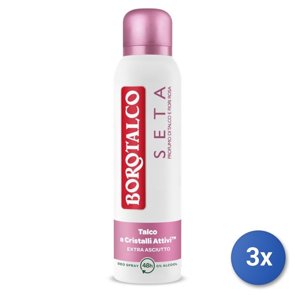 3x Borotalco Deodorant Spray 150 Ml. Silk Made In Italy
