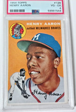 1954 TOPPS HANK AARON ROOKIE CARD #128 PSA 4 VGEX NO CREASES SHARP CORNERS!!!