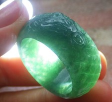 Video Certified Green Natural A JADE Jadeite Dragon RING USA. 10.5      706058 AS