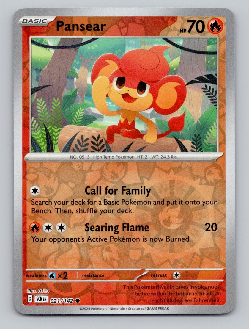 Pansear 21/142 Common Stellar Crown Pokemon Reverse Holo Near Mint