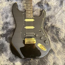 ST black solid-body electric guitar SSS pickups maple neck gold hardware US ship