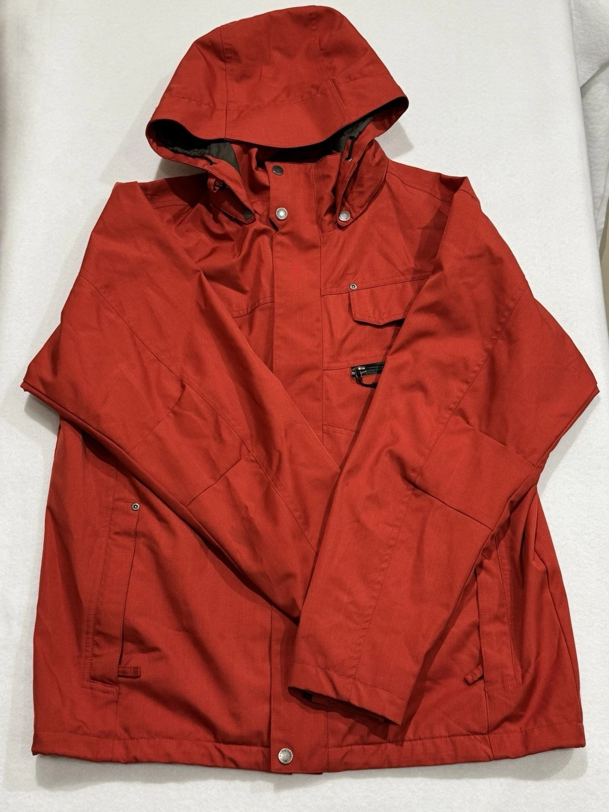 White Sierra Mens Parka Shell Red Hooded 60/40 Medium Winter Outdoors