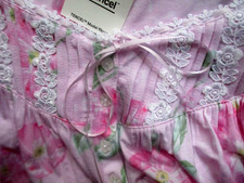 EILEEN WEST NIGHTGOWN SHORT SLEEVES RUFFLES LACE MODALPINK FLORAL LARGE NEW