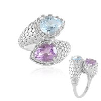 Cavill Ring 925 Sterling Silber Tropfen Amethyst Topas 2,83Ct Damen- Echtschmuck