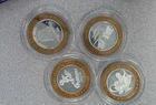 Lot of 4 Casino $10 Silver Strike Strikes .600 per ounce of .999 each (013)