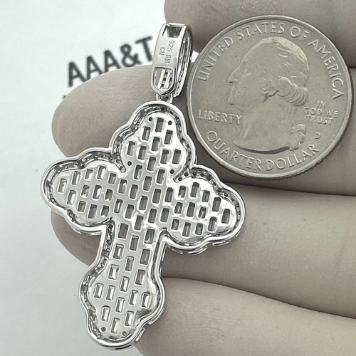 925 massiv Sterling Silber Zirkonia Baguette Kreuz Anhänger - Bild 5 von 5