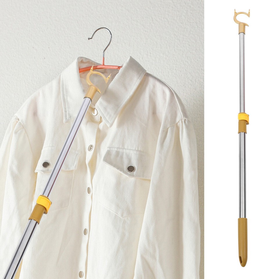 Retractable Closet Pole Reach Clothing Pole Clothesline Pole Rod Closet