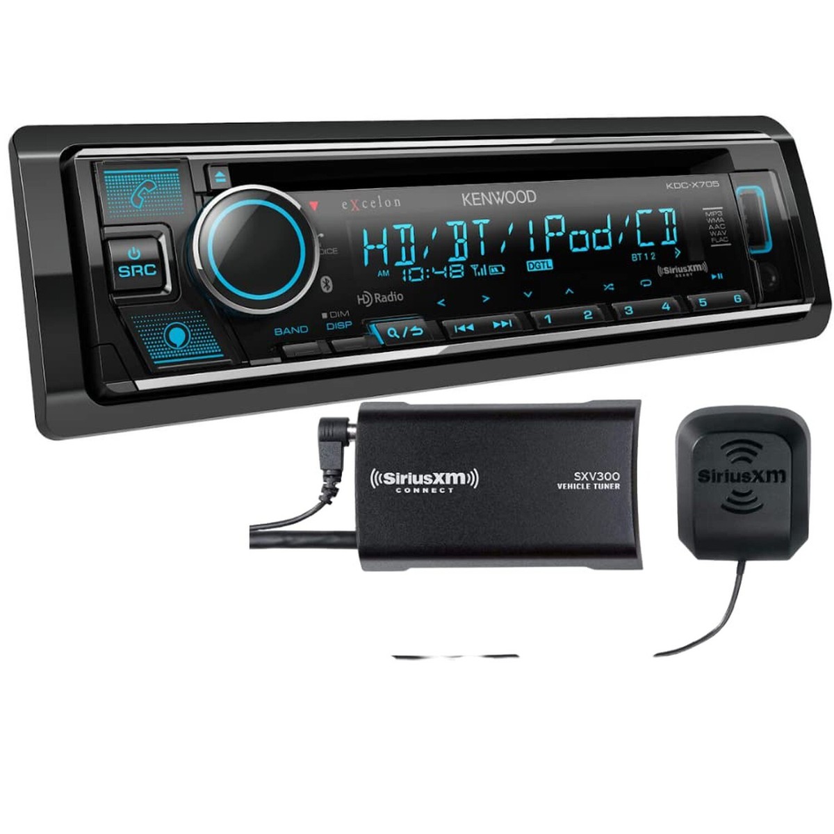 ケンウッド サラウンドプロセッサー Kenwood KDC-X705 AM HD FM CD AUX BT Stereo + SXV300v1 SiriusXM