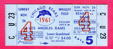 RARE 1961 FOOTBALL FULL TICKET! 11/26/61 BEARS/RAMS-ROOKIE MIKE DITKA PLAYED