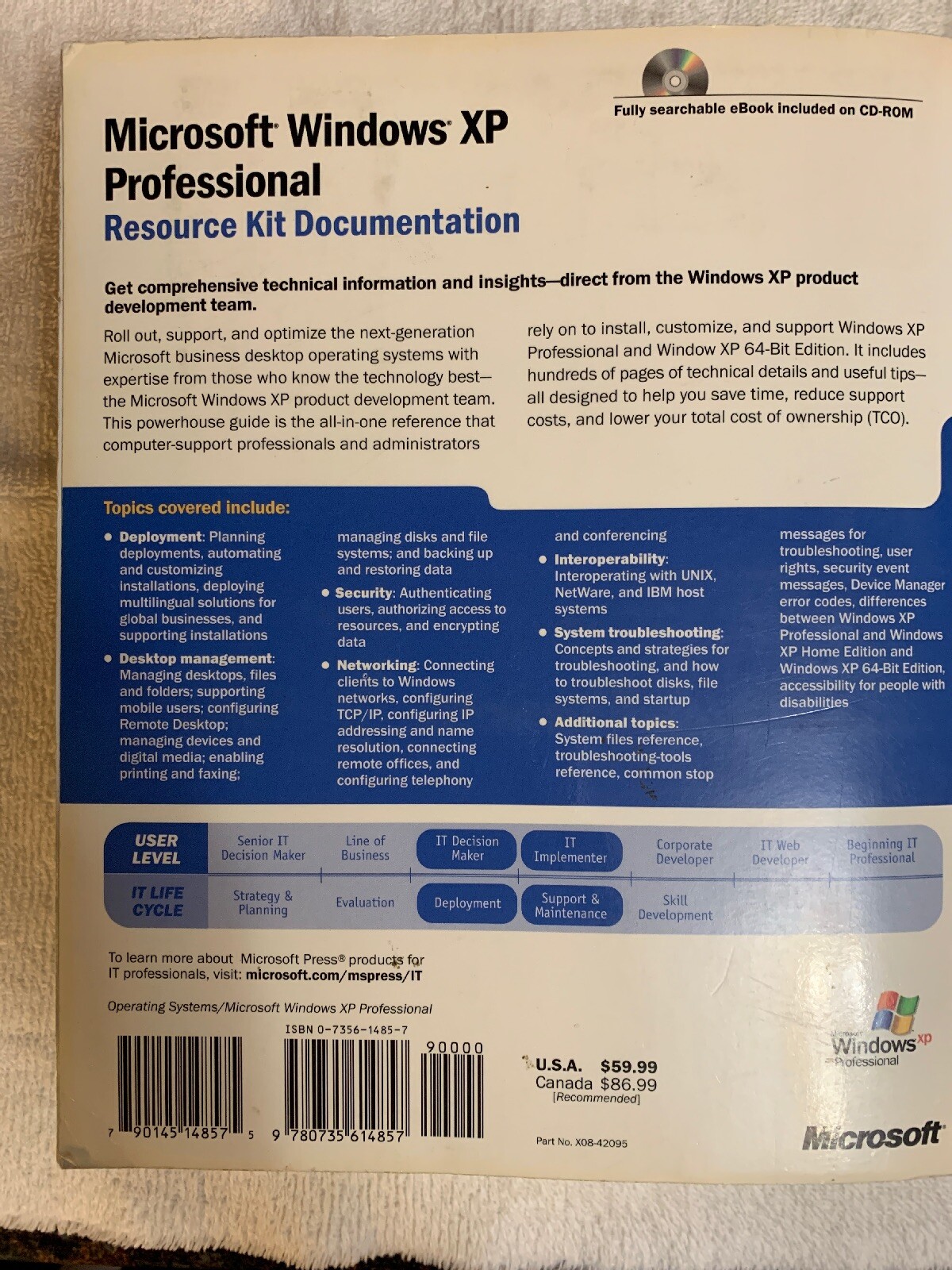 MICROSOFT WINDOWS XP PROFESSIONAL RESOURCE KIT DOCUMENTATION ~ No CD ...