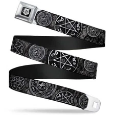 Winchester Supernatural Pentagram Webbing Seatbelt Buckle Belt Official Licensed
