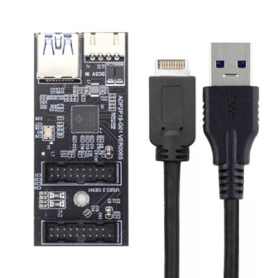 Dual Ports USB 3.0 19/20Pin Female Header Splitter to Type-E Cable or 19/20Pi...