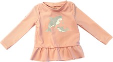 Carter  s Swim Shirt Pink Rash Guard Size 9 Months long sleeves ruffle shark