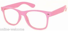 CLASSIC 80s VINTAGE RETRO CLEAR LENS SUNGLASSES SHADES BABY PINK FRAME GLASSES