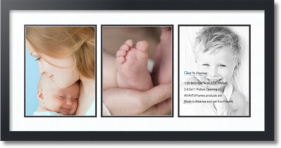 ArtToFrames Collage Mat Picture Photo Frame 3 8.5x11'' Openings Satin Black 28