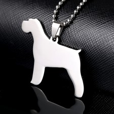 Stainless Steel Natural Ear Standard Schnauzer Dog Pendant Necklace