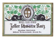 x2058 WeinEtikett ZELLER SCHWARZE KATZ  1937 wine label étiquette vin BLACK CAT