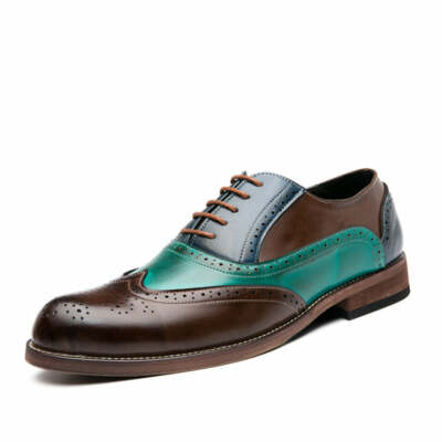 Men's Two Tone Genuine Leather Oxford Brogue Dress Shoes | eBay