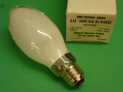 NOS! 63815 LUMALUX HIGH PRESSURE SODIUM 150W LIGHT BULB E17 LU150/55/D/MED, S55