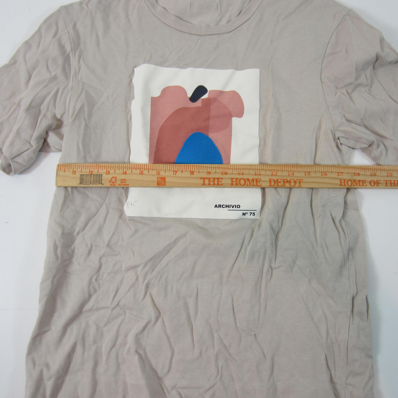 Zara Men's T Shirt Art 1/95 Archivio Abstract Print Tan Large image 5