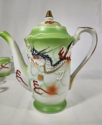 Dragonware Tea Set Betsons Green Hand Painted Moriage 10 piece set