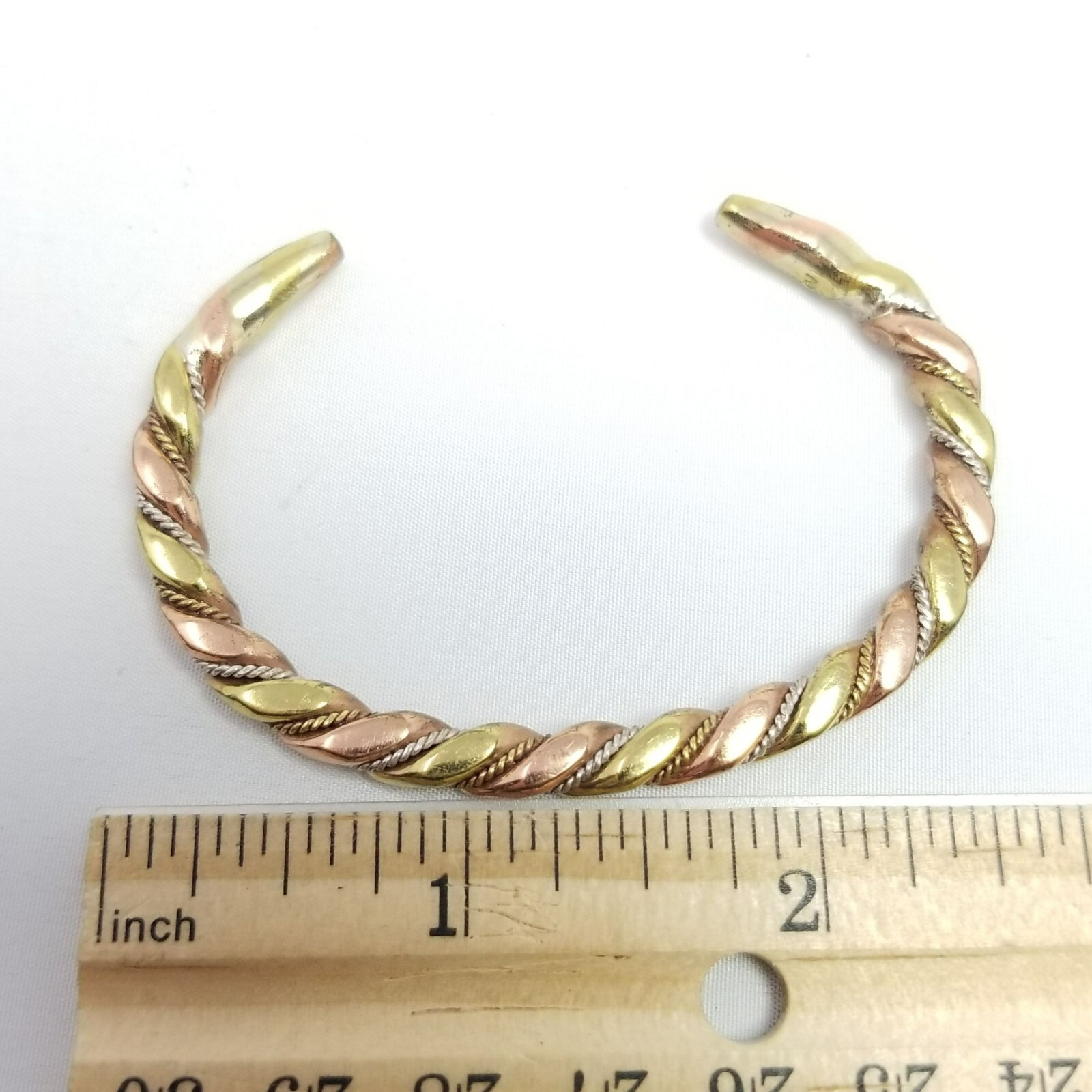 Vintage Solid Mixed Metal Cuff Bangle Bracelet, S… - image 5