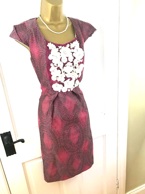 Fee G Pink Floral Beaded Lined Dress, UK 12, Great Condition - worn once. |  eBay UK