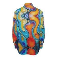 Abstract Marble Cotton Mens Dress Shirt Oxford Long Sleeve 3D Trippy Rave Blue