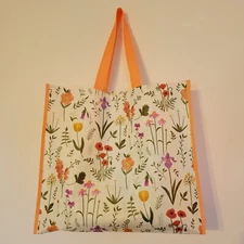 Shopping Tote Bag Floral Flowers Tulips Poppies Iris Meadow Daisies TJMaxx New 