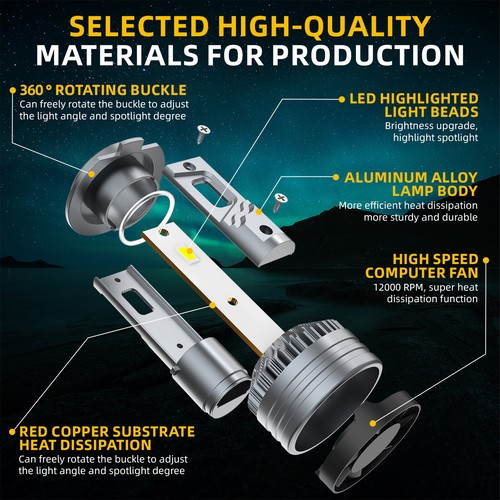 For 2007- 2016 Chevy Silverado 1500 2500HD 3500HD LED Headlights Fog Bulbs M9QC - Foto 6 di 18