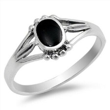 Sterling Silver Oval Black Onyx Ring - Free Gift Packaging