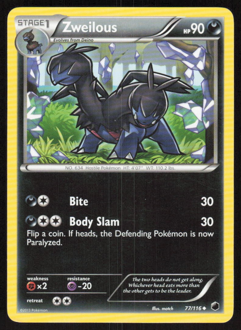 Pokemon Zweilous Uncommon 77/116 Plasma Freeze LP