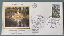 France 1978 FDC Soie Europa Fontaine du Parc Floral YT 2009 Paris