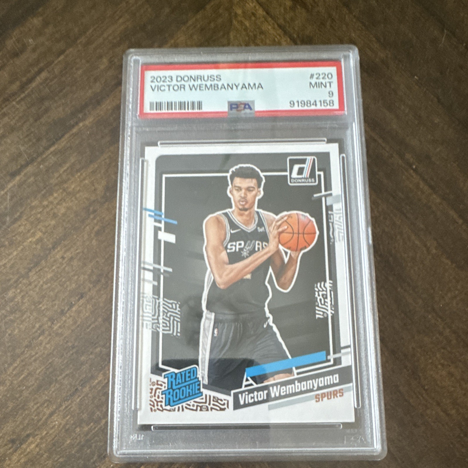Panini 2023-24 Donruss Victor Wembanyama Rated Rookie RC #220 PSA 9 Spurs